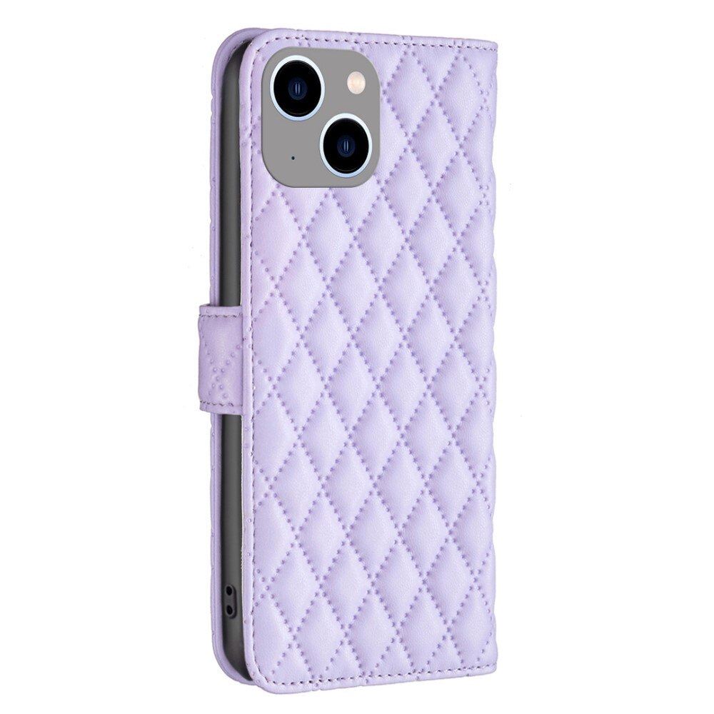 iPhone 14 Plus Portemonnee hoesje Quilted Paars