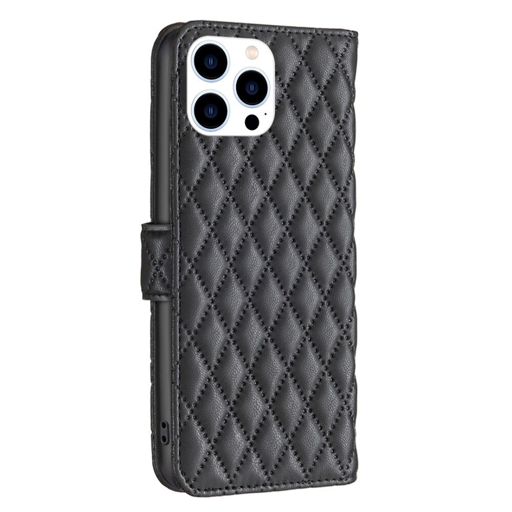 iPhone 14 Pro Portemonnee hoesje Quilted Zwart