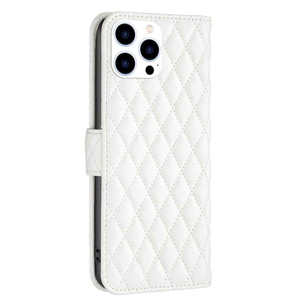 iPhone 14 Pro Portemonnee hoesje Quilted Wit