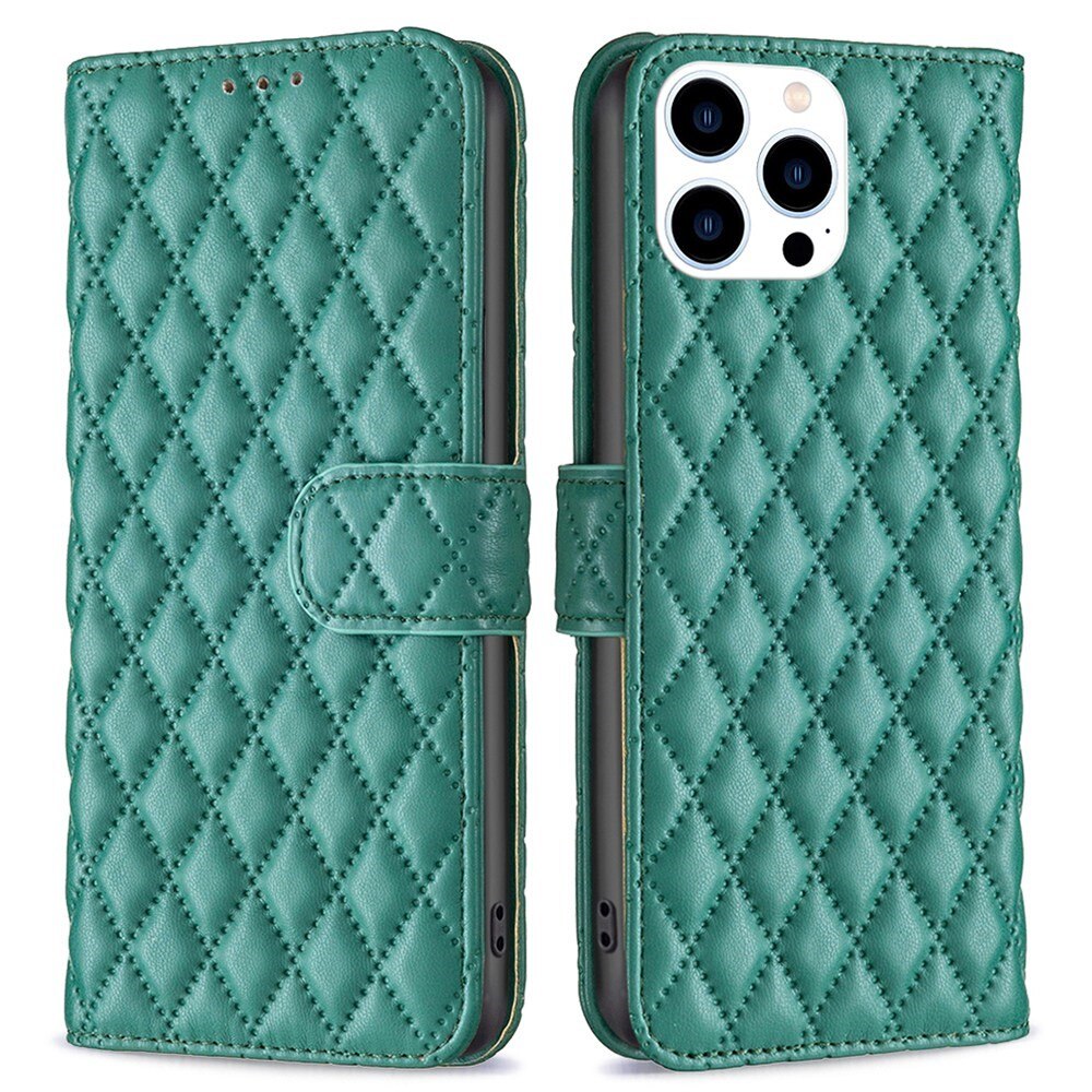 iPhone 14 Pro Portemonnee hoesje Quilted Groen