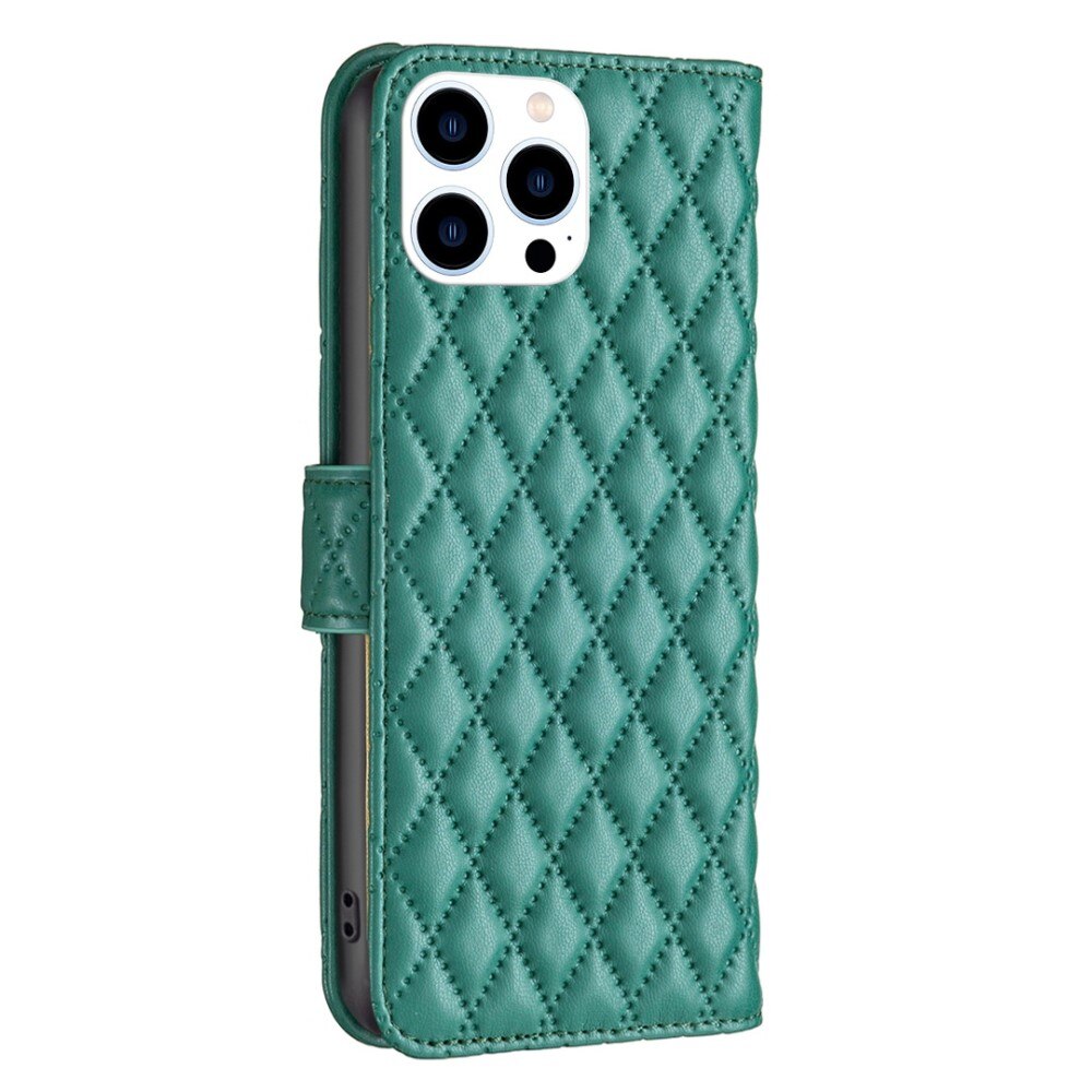 iPhone 14 Pro Portemonnee hoesje Quilted Groen