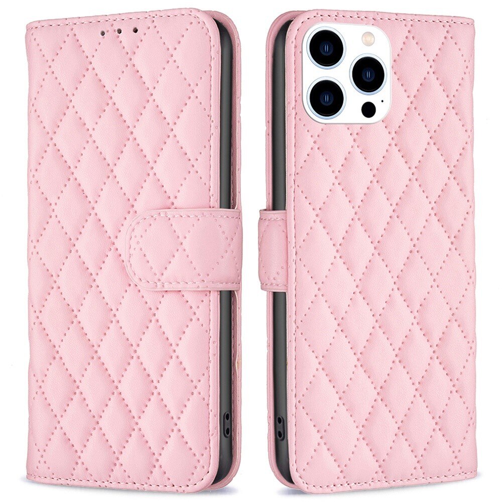 iPhone 14 Pro Portemonnee hoesje Quilted Roze