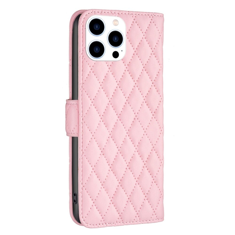 iPhone 14 Pro Portemonnee hoesje Quilted Roze