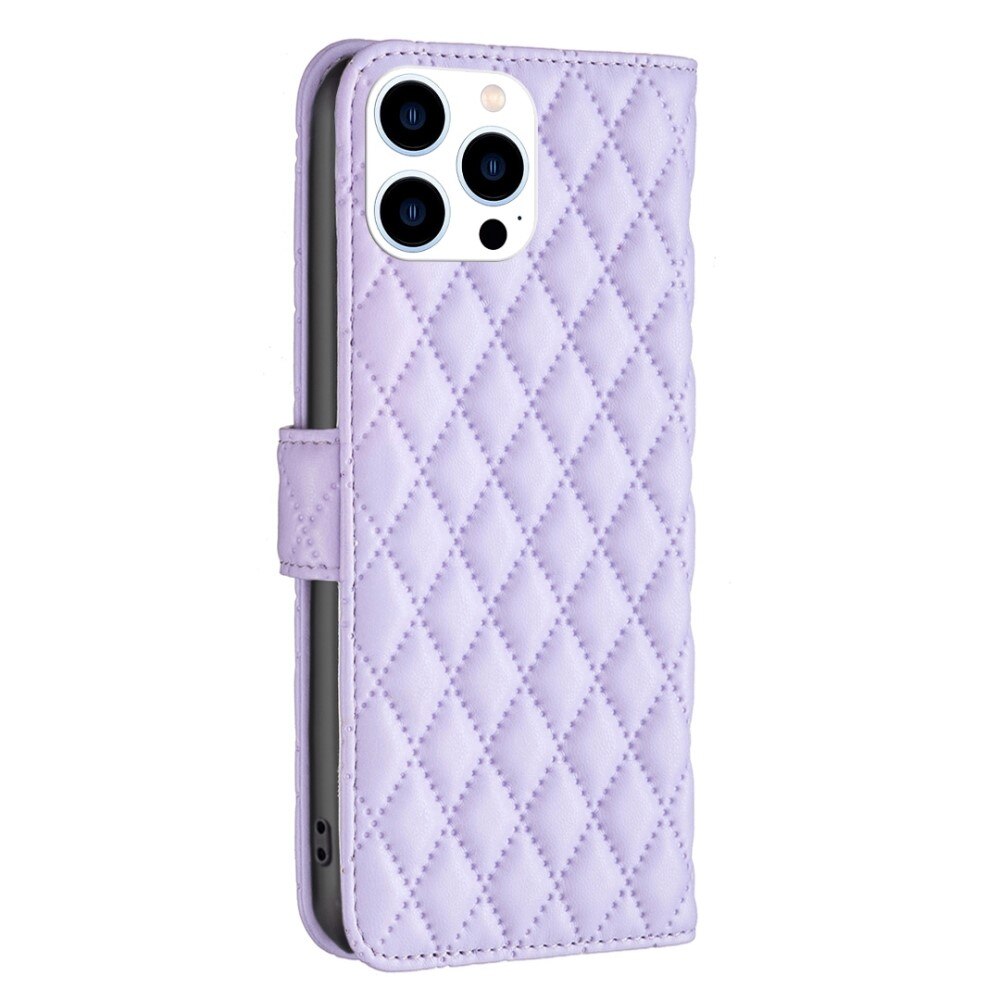 iPhone 14 Pro Portemonnee hoesje Quilted Paars