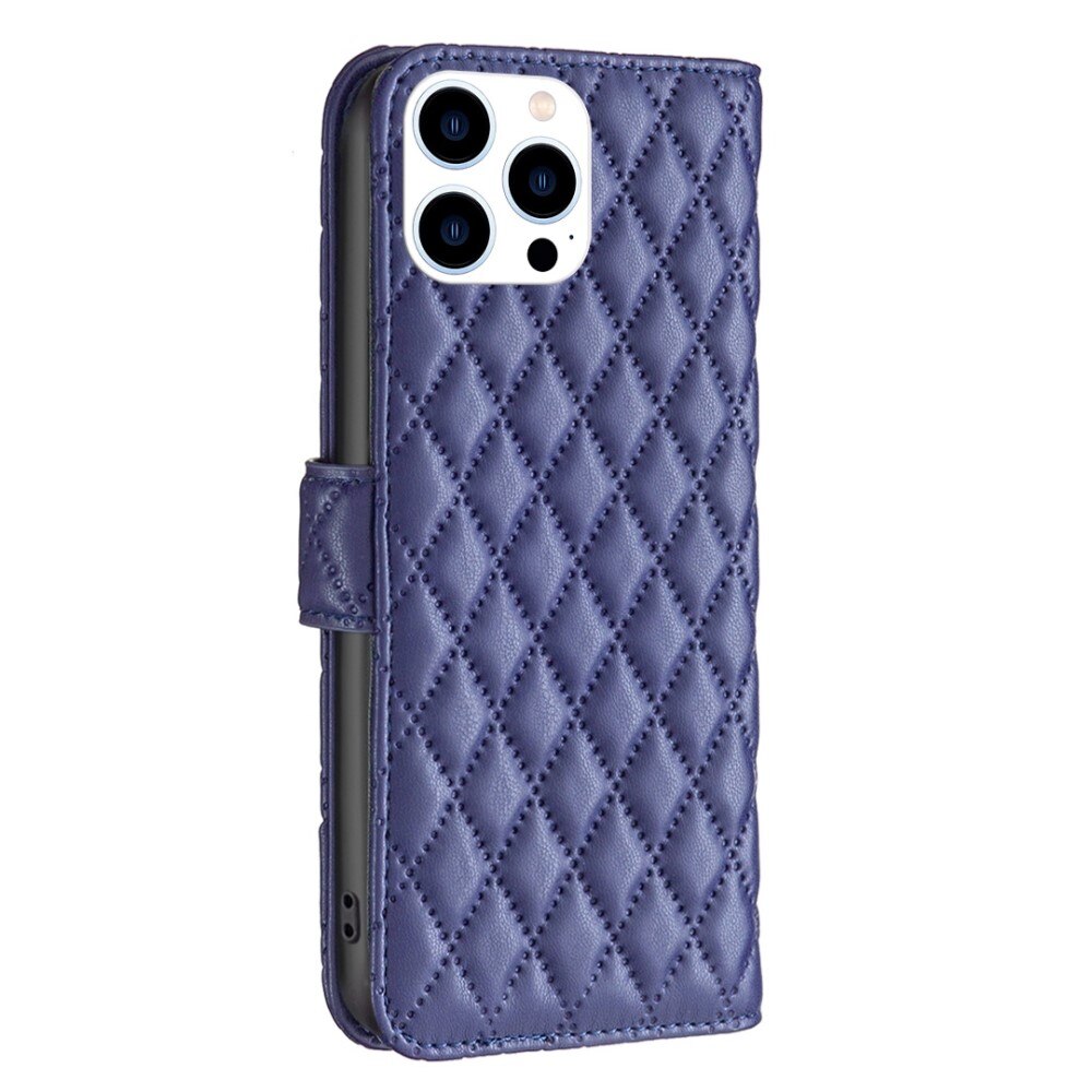 iPhone 14 Pro Portemonnee hoesje Quilted Blauw