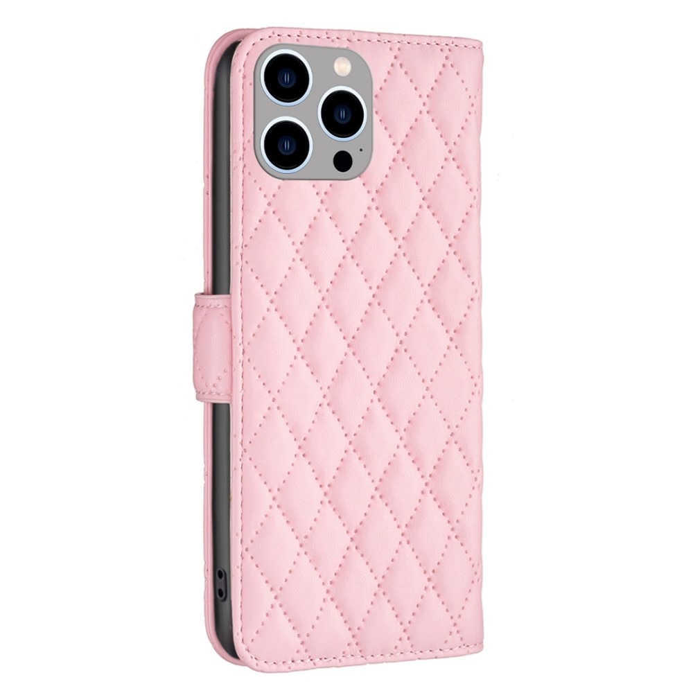 iPhone 14 Pro Max Portemonnee hoesje Quilted Roze