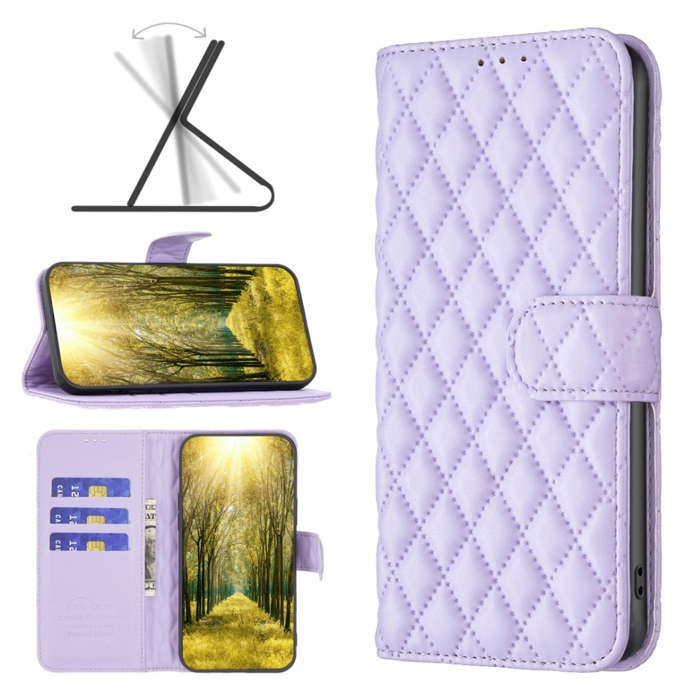 iPhone 14 Pro Max Portemonnee hoesje Quilted Paars