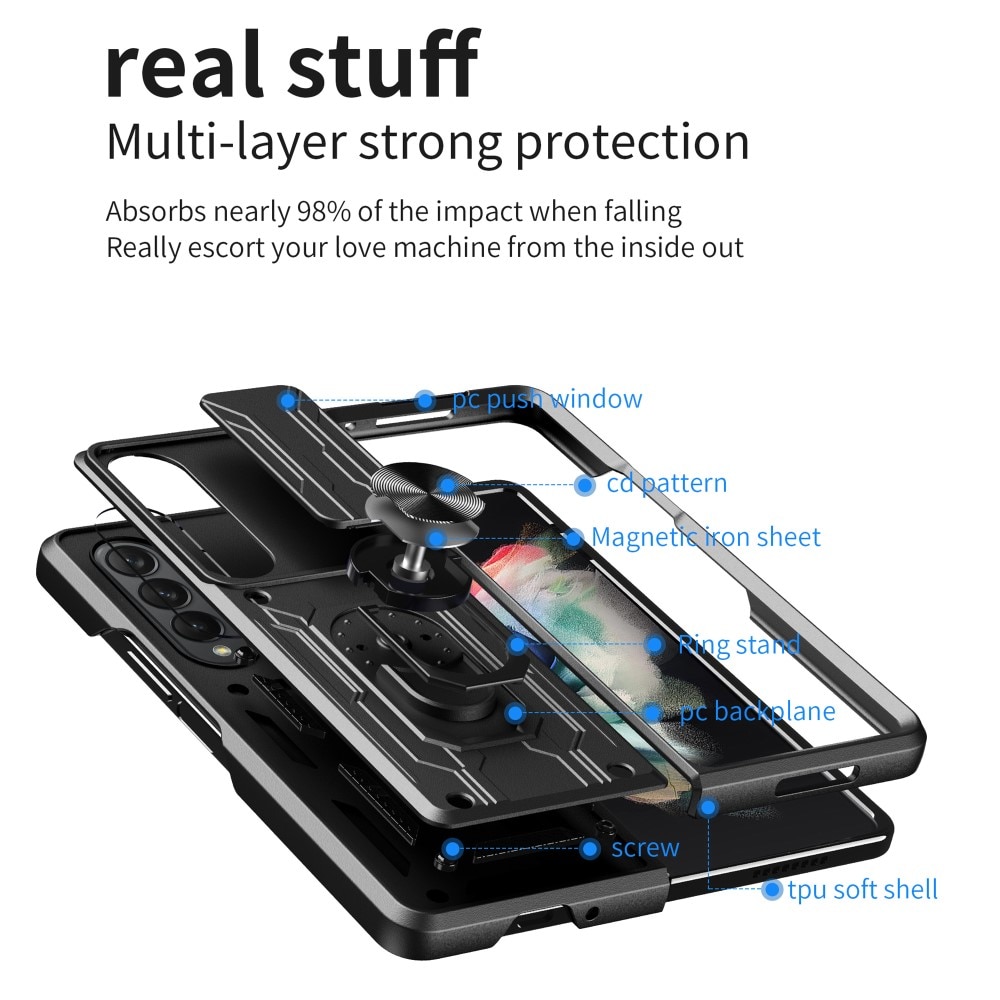 Samsung Galaxy Z Fold 4 Hybridcase Ring+Camera Protector Zwart