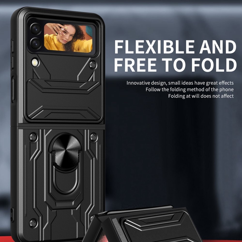 Samsung Galaxy Z Flip 4 Hybridcase Ring+Camera Protector Zwart