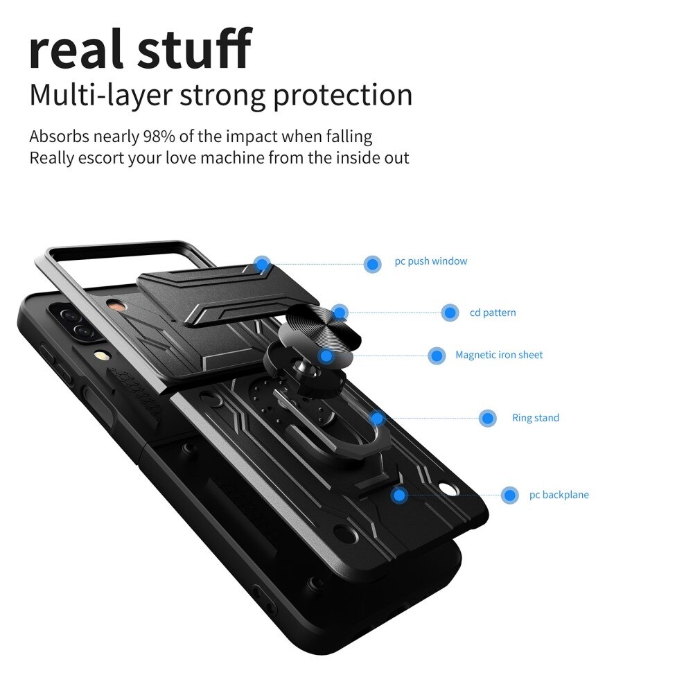 Samsung Galaxy Z Flip 4 Hybridcase Ring+Camera Protector Zwart