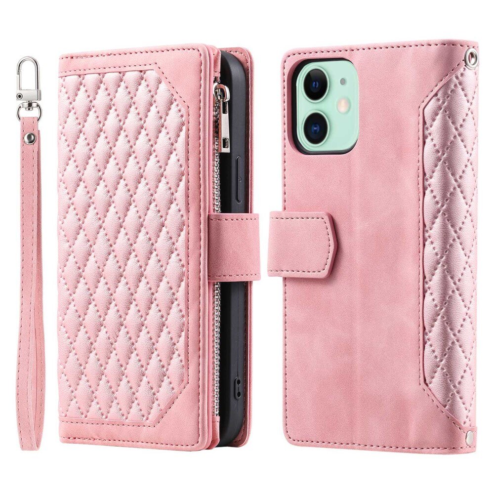 iPhone 11 Portemonnee tas Quilted Roze