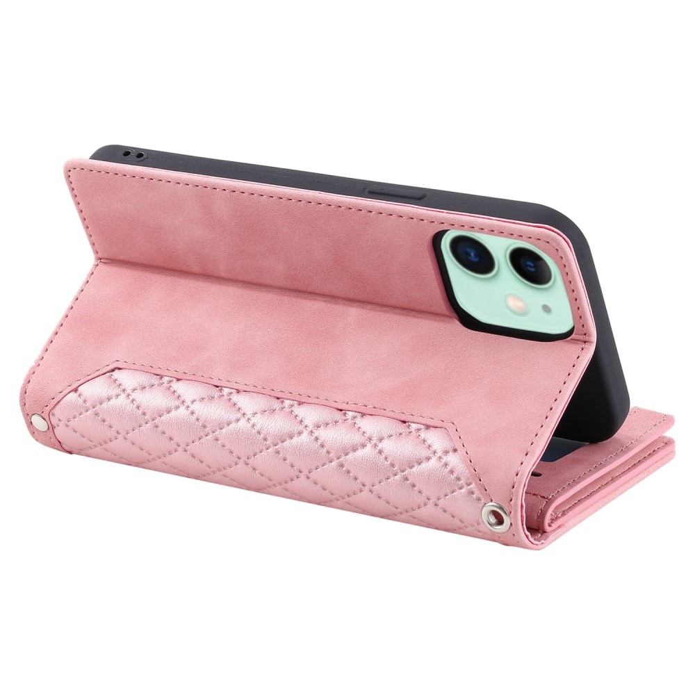 iPhone 11 Portemonnee tas Quilted Roze