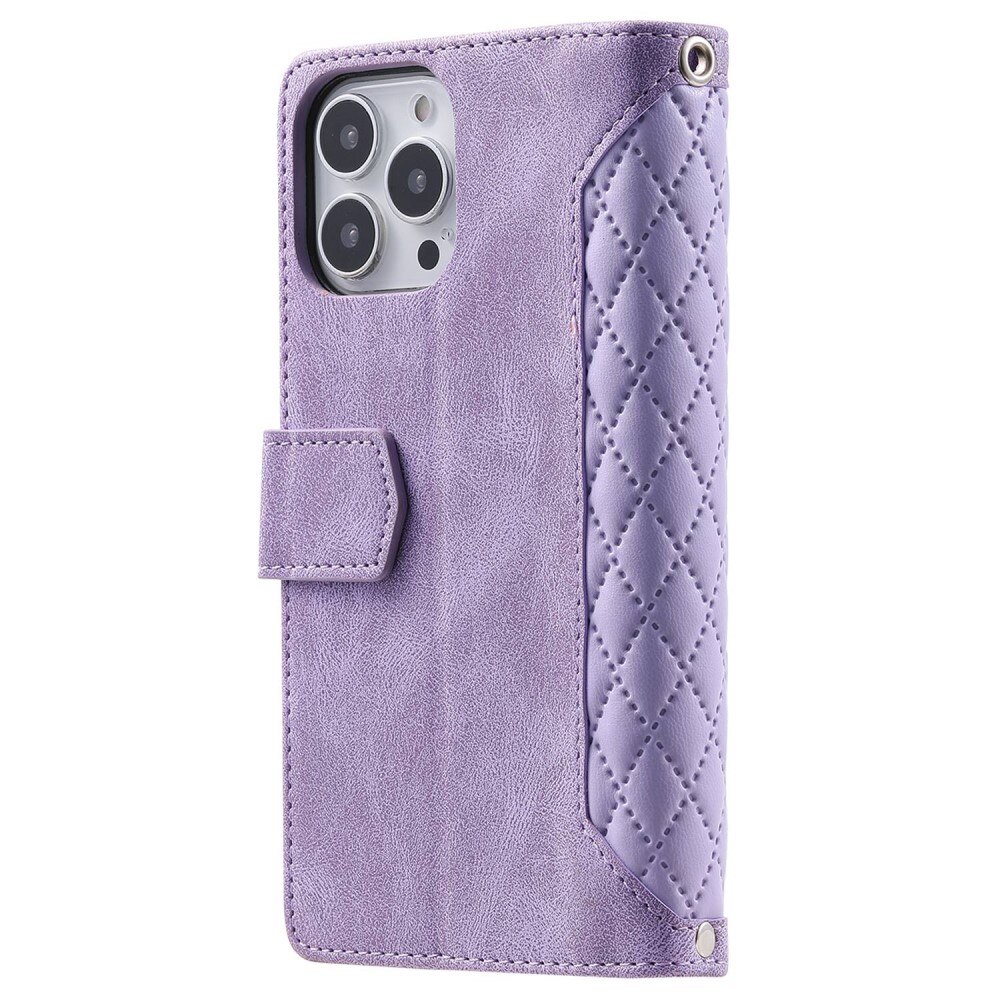 iPhone 13 Pro Portemonnee tas Quilted Paars