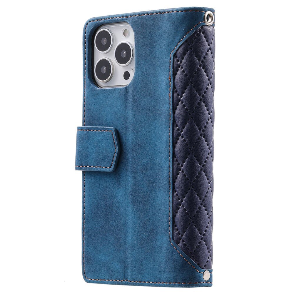 Apple iPhone 13 Pro Portemonnee tas Quilted Blauw