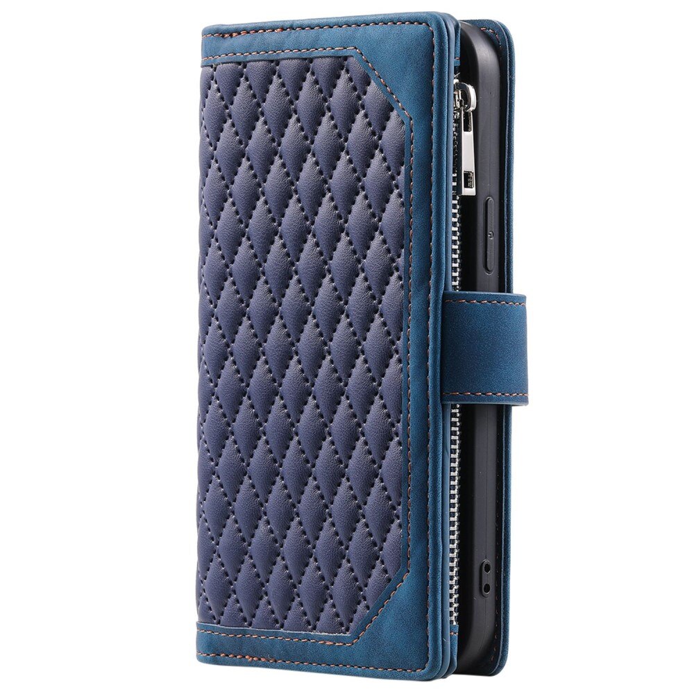 iPhone 13 Pro Portemonnee tas Quilted Blauw