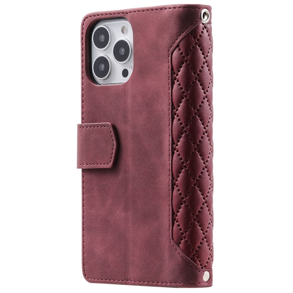 iPhone 13 Pro Portemonnee tas Quilted Rood