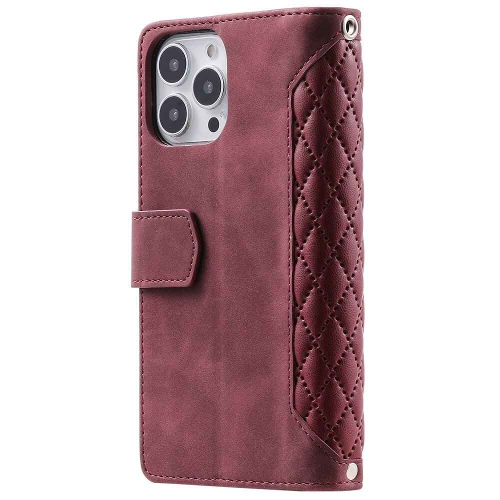 Apple iPhone 13 Pro Portemonnee tas Quilted Rood