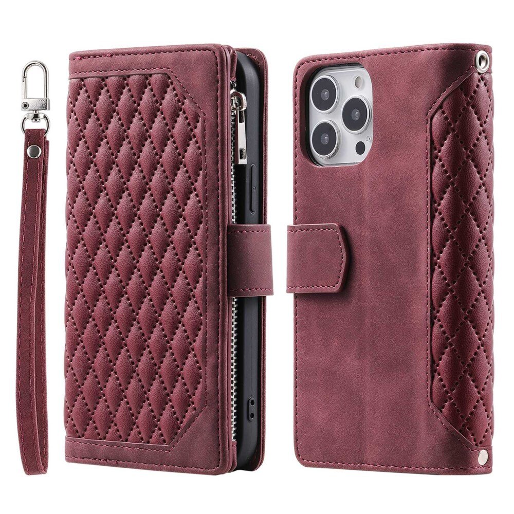 Apple iPhone 13 Pro Portemonnee tas Quilted Rood