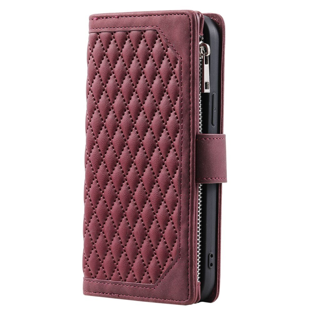 iPhone 13 Pro Portemonnee tas Quilted Rood