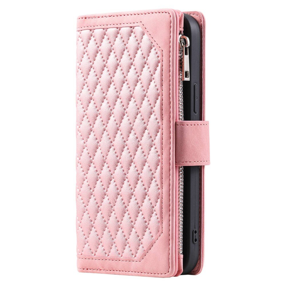 iPhone 13 Pro Portemonnee tas Quilted Roze