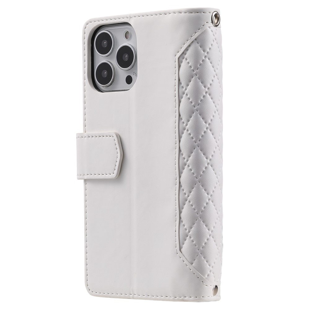 iPhone 13 Pro Portemonnee tas Quilted Wit