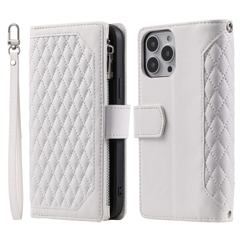 iPhone 13 Pro Portemonnee tas Quilted Wit