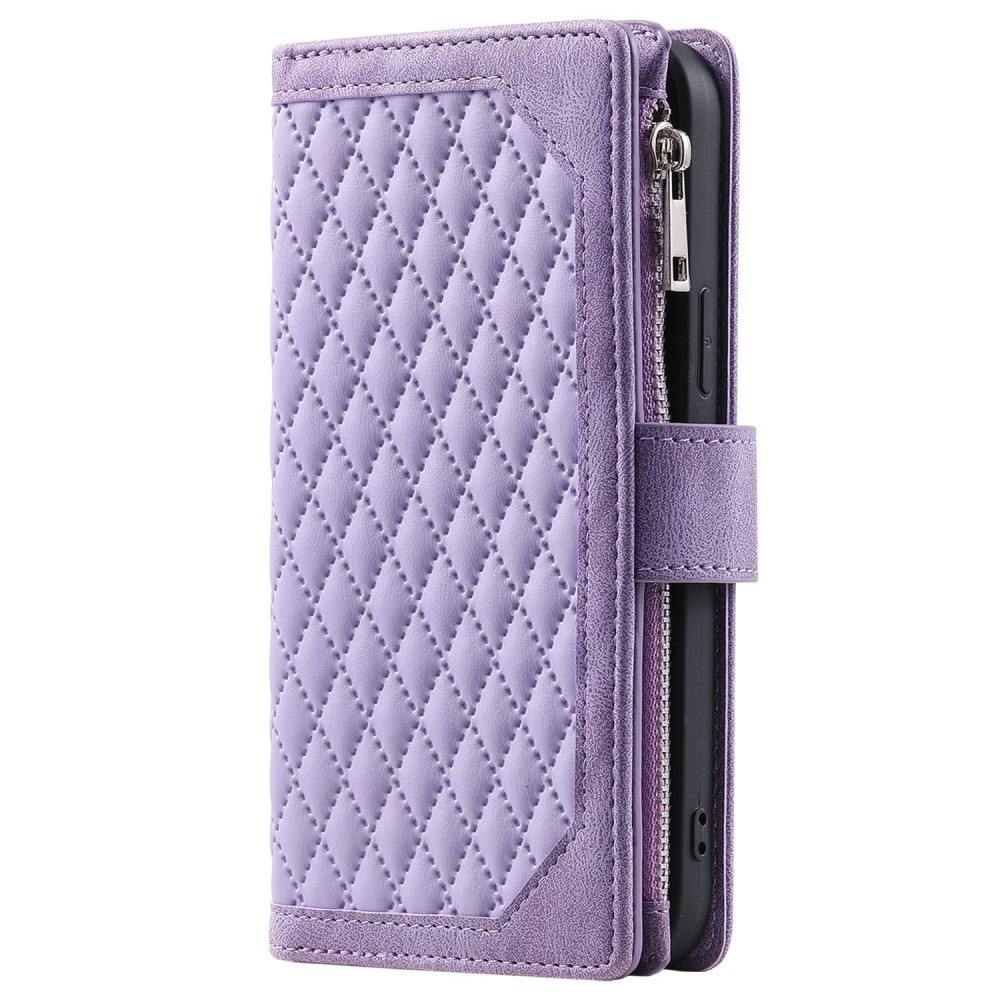 iPhone 14 Pro Max Portemonnee tas Quilted Paars