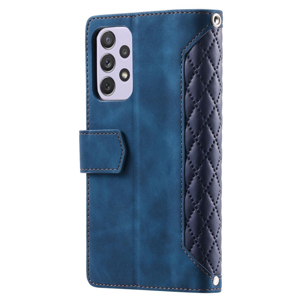 Samsung Galaxy A52 5G Portemonnee tas Quilted Blauw