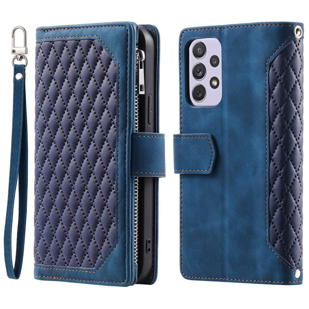 Samsung Galaxy A52 5G Portemonnee tas Quilted Blauw