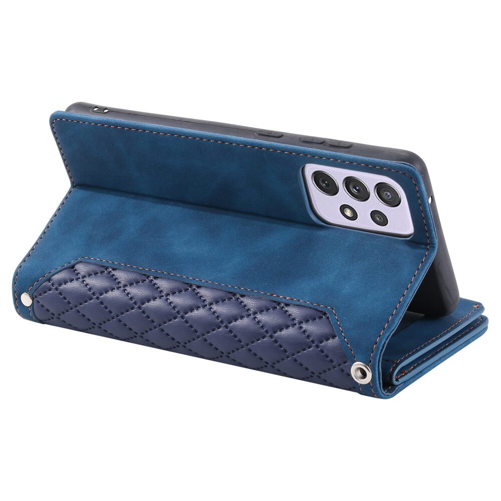 Samsung Galaxy A52 5G Portemonnee tas Quilted Blauw