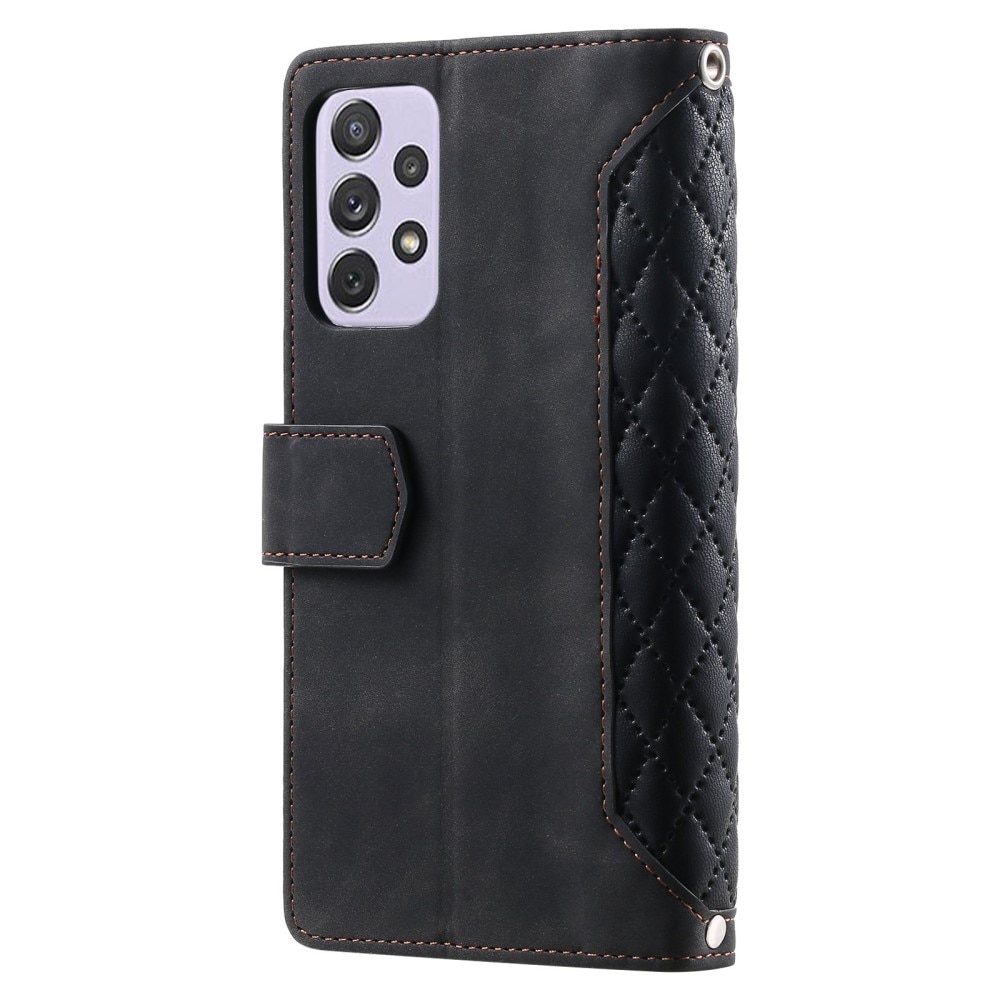 Samsung Galaxy A52 5G Portemonnee tas Quilted Zwart