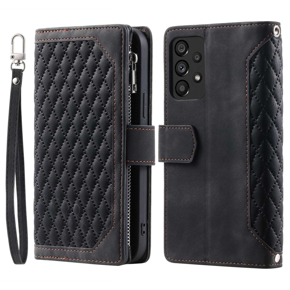 Samsung Galaxy A53 Portemonnee tas Quilted Zwart