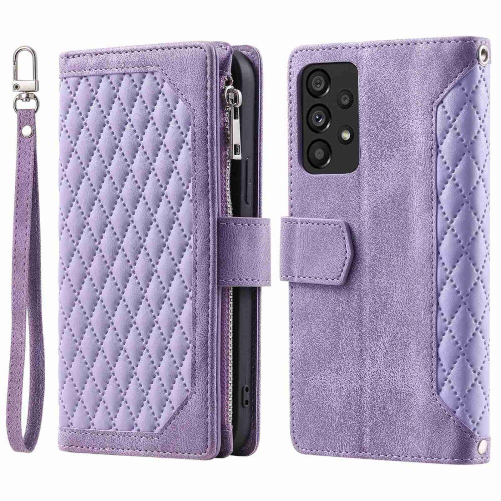 Samsung Galaxy A53 Portemonnee tas Quilted Paars