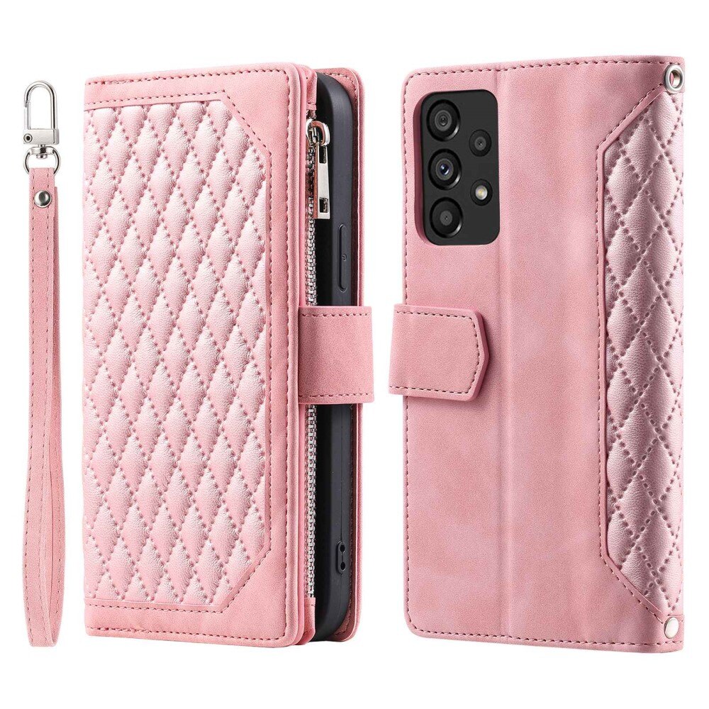 Samsung Galaxy A53 Portemonnee tas Quilted Roze