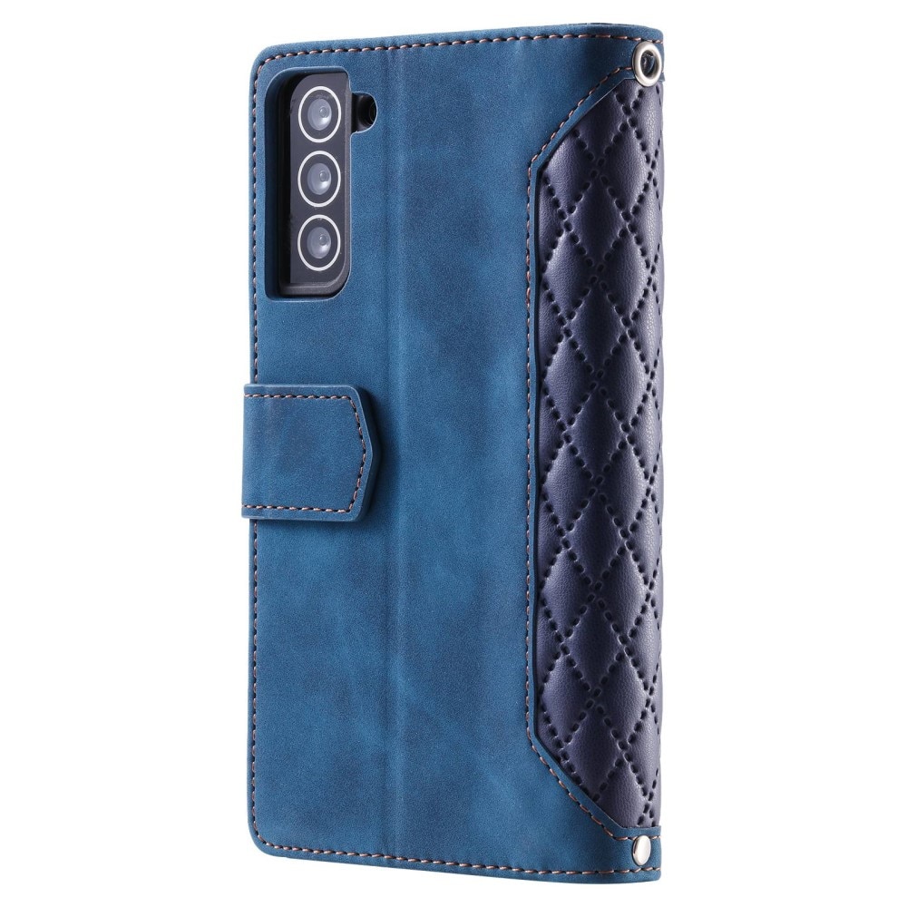Samsung Galaxy S22 Portemonnee tas Quilted Blauw