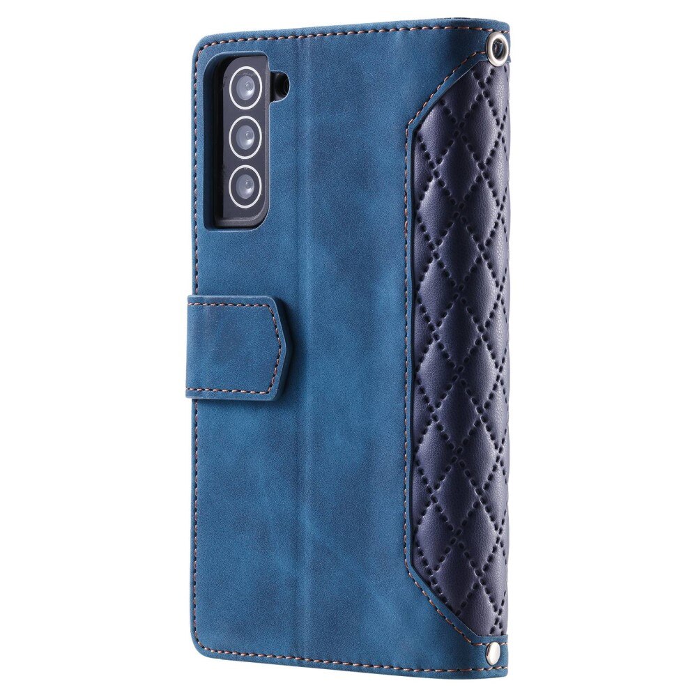 Samsung Galaxy S22 Portemonnee tas Quilted Blauw