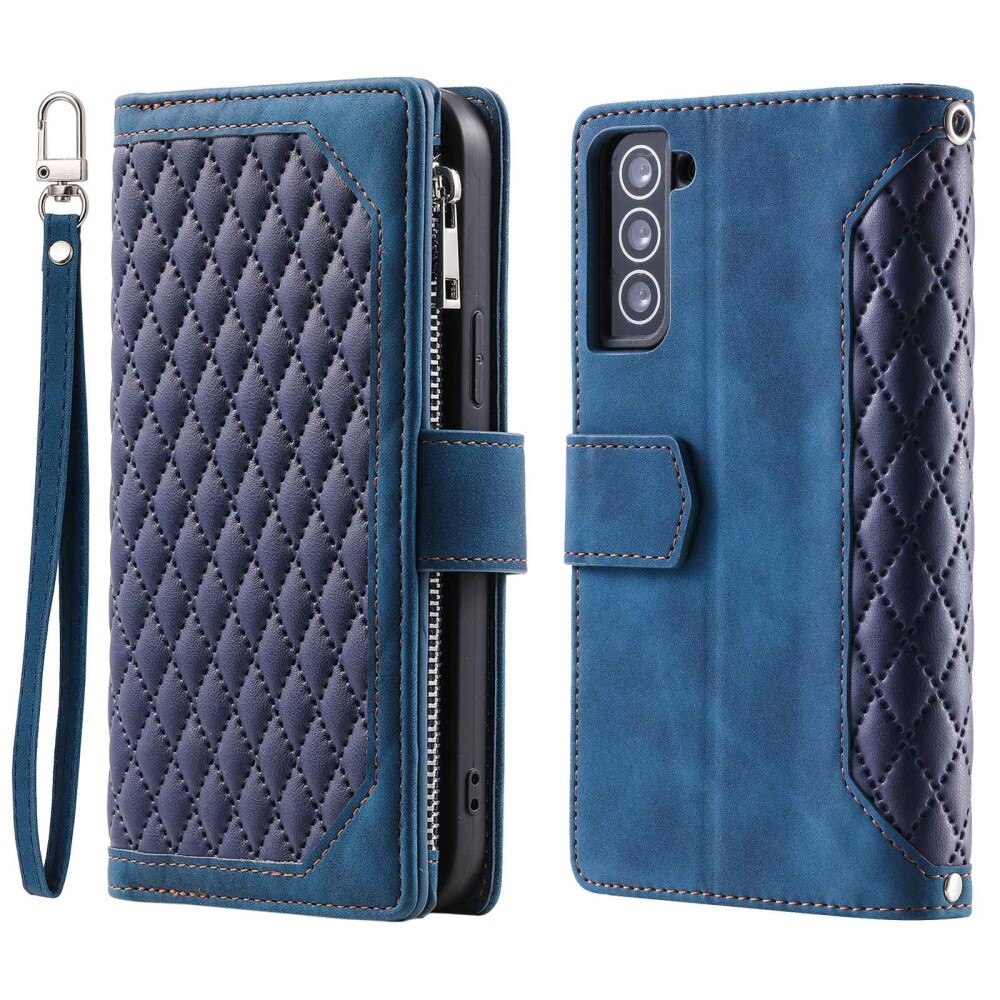 Samsung Galaxy S22 Portemonnee tas Quilted Blauw