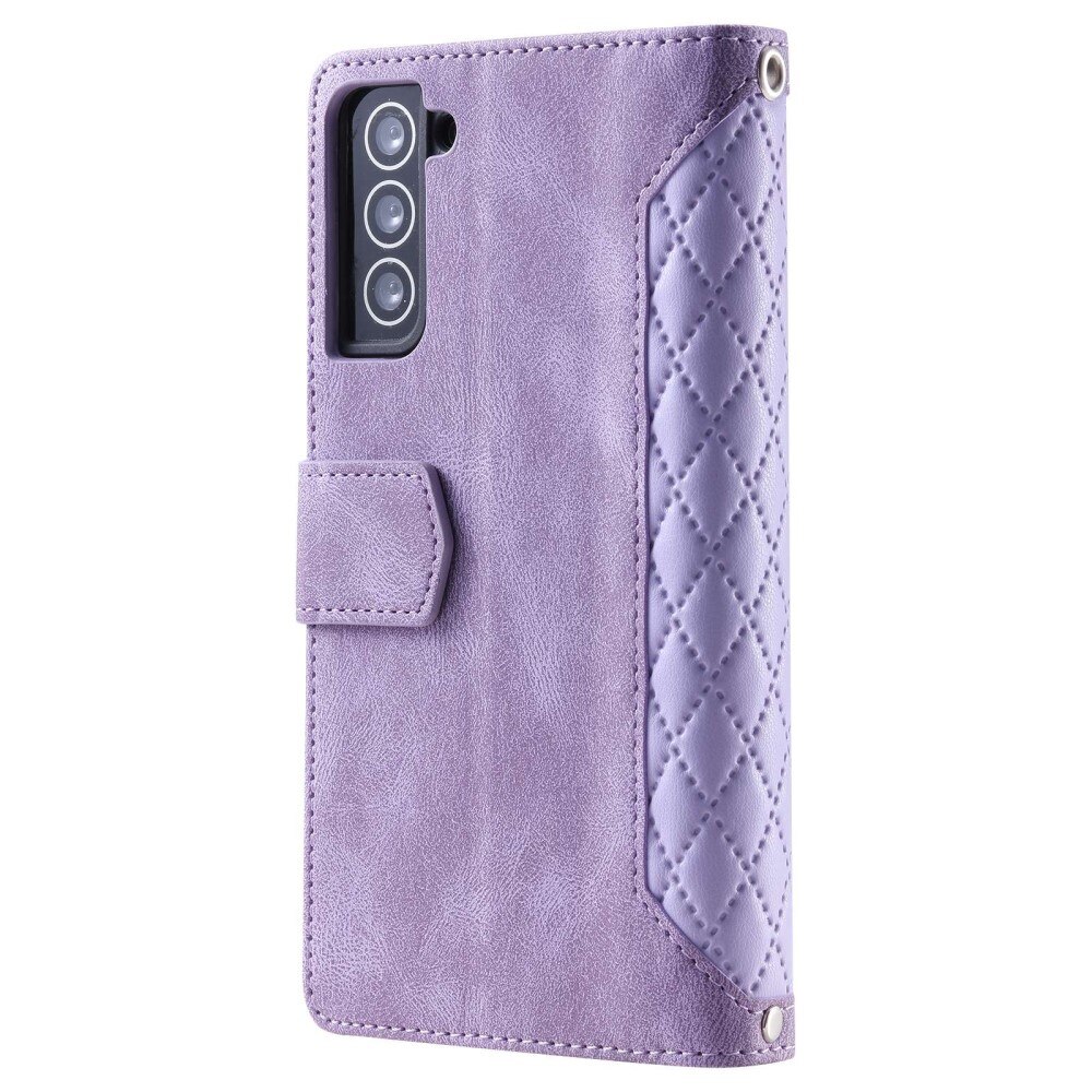 Samsung Galaxy S22 Portemonnee tas Quilted Paars