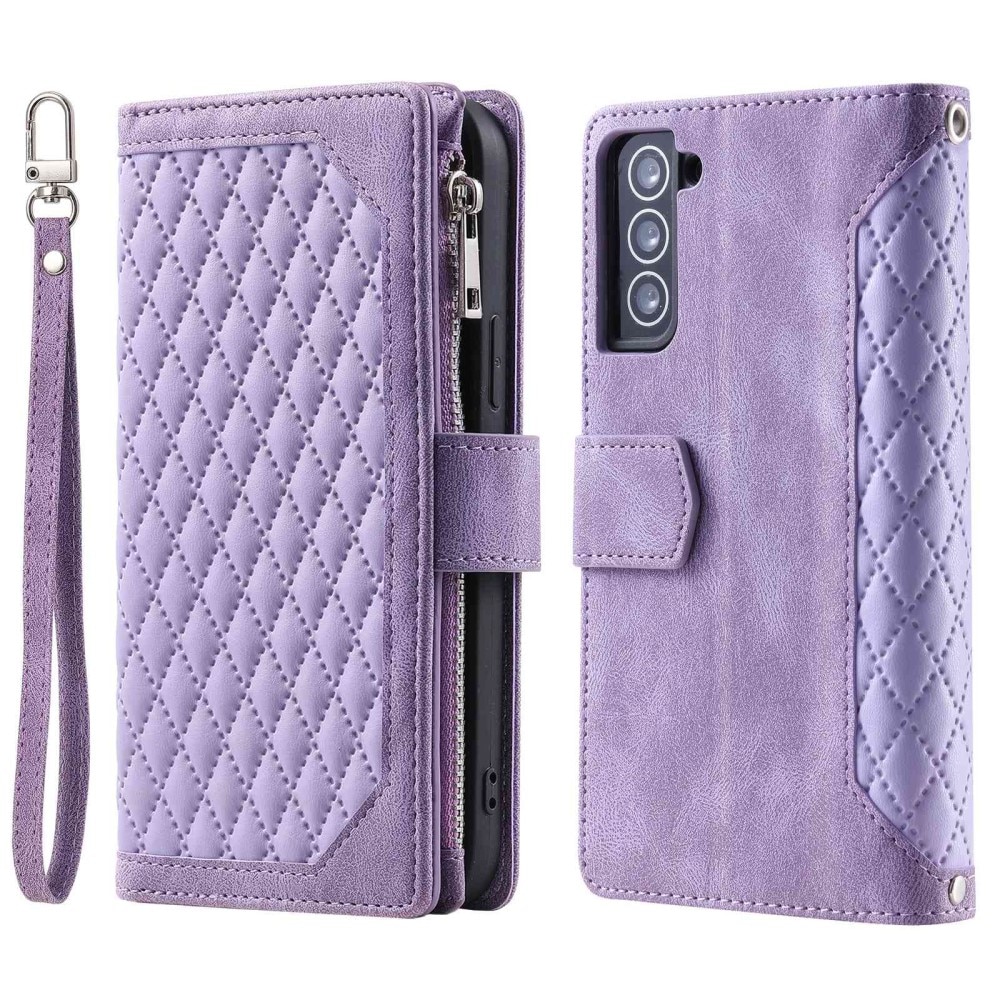 Samsung Galaxy S22 Portemonnee tas Quilted Paars