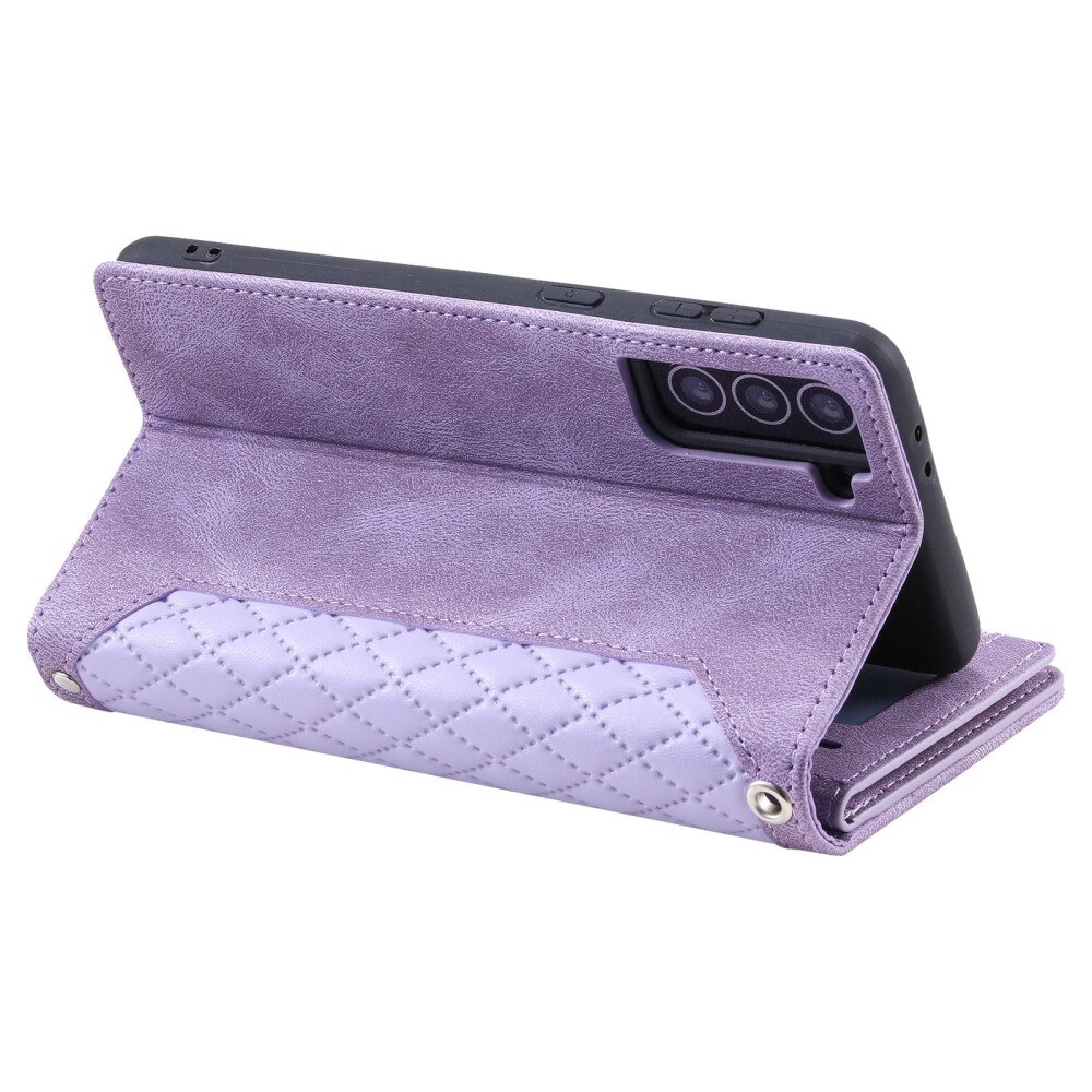 Samsung Galaxy S22 Portemonnee tas Quilted Paars