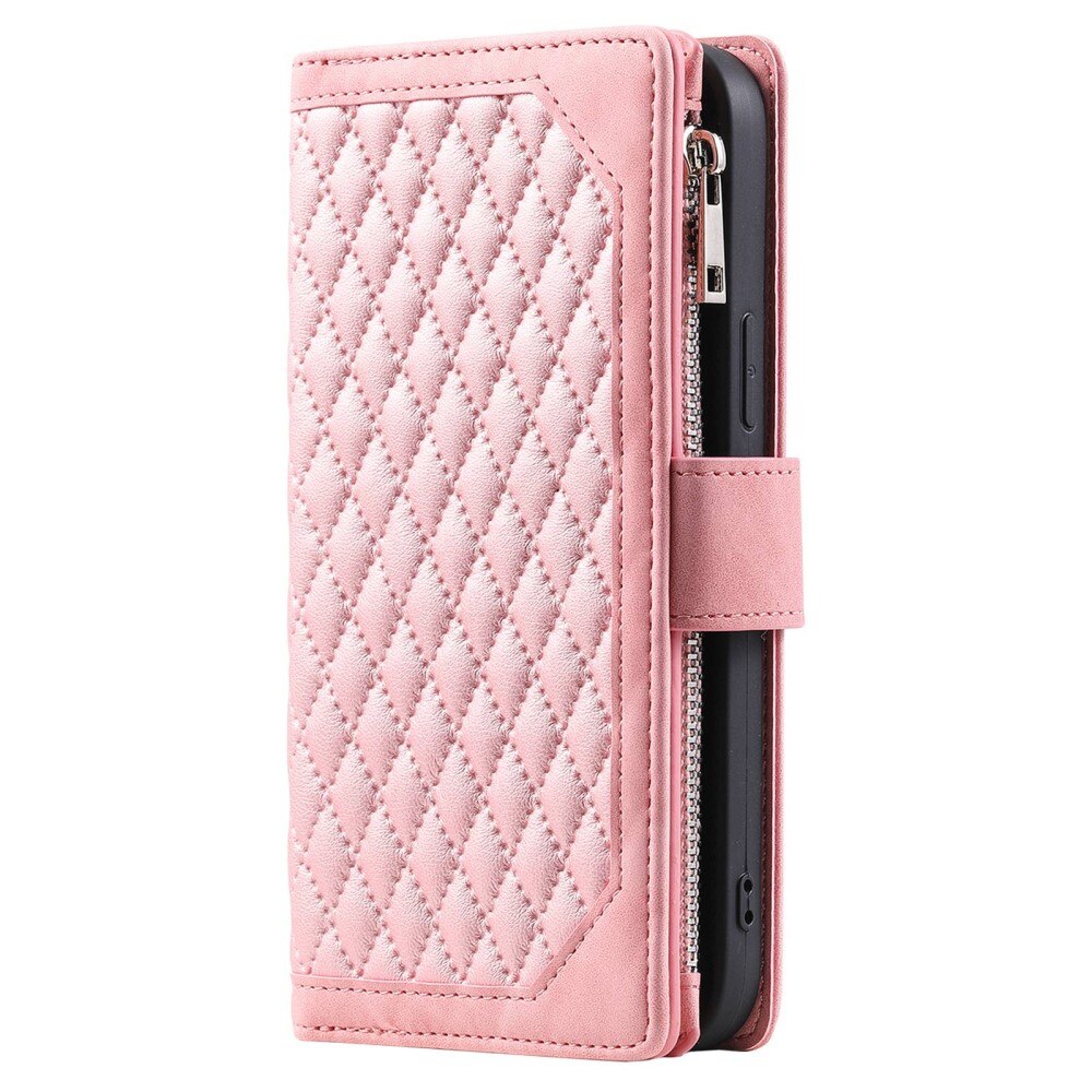 Samsung Galaxy S22 Portemonnee tas Quilted Roze