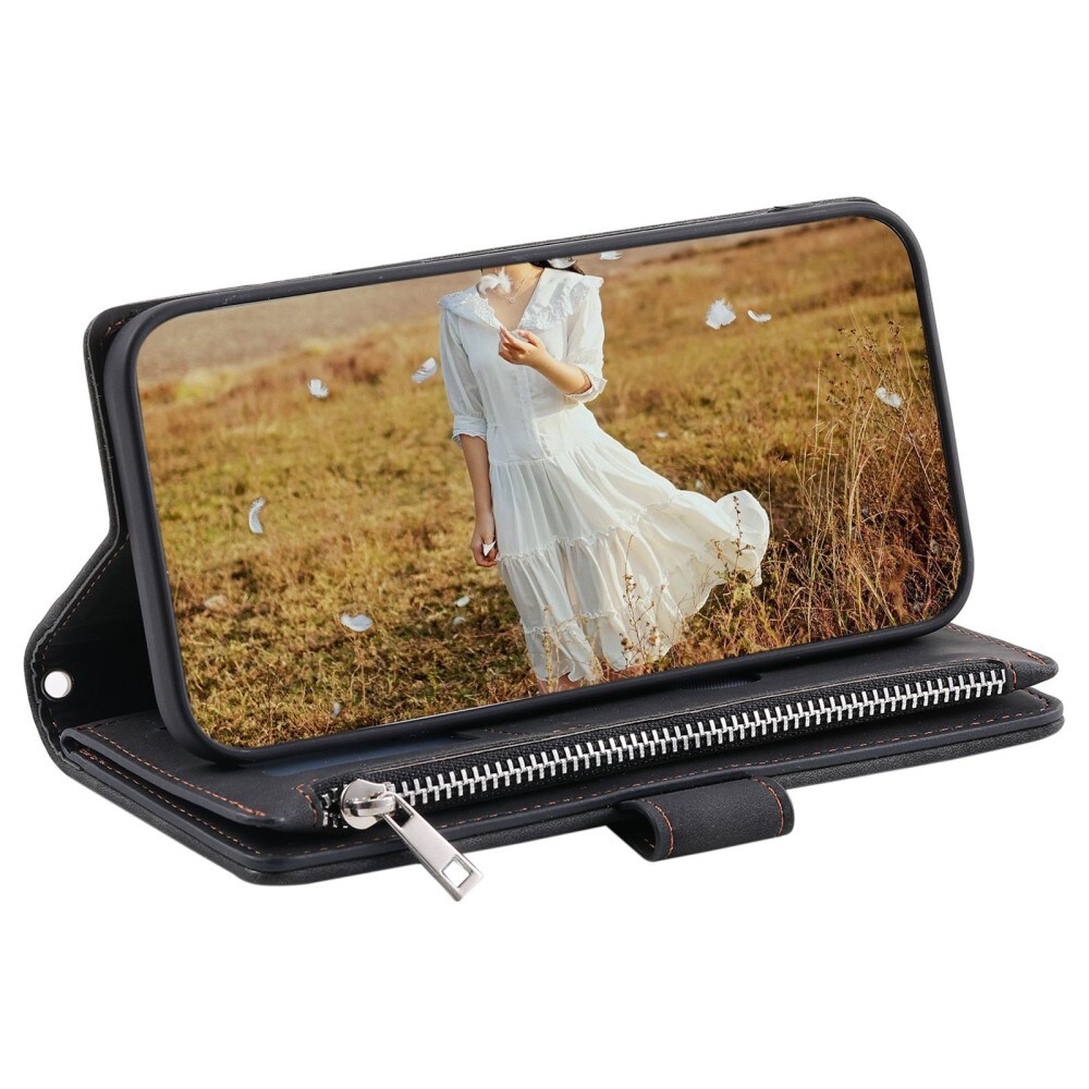 Samsung Galaxy S22 Ultra Portemonnee tas Quilted Zwart