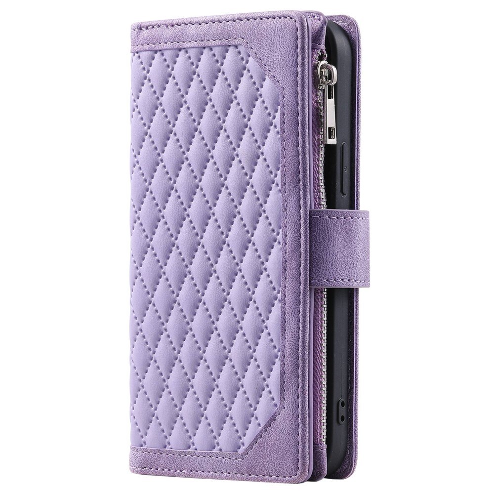 Samsung Galaxy S22 Ultra Portemonnee tas Quilted Paars