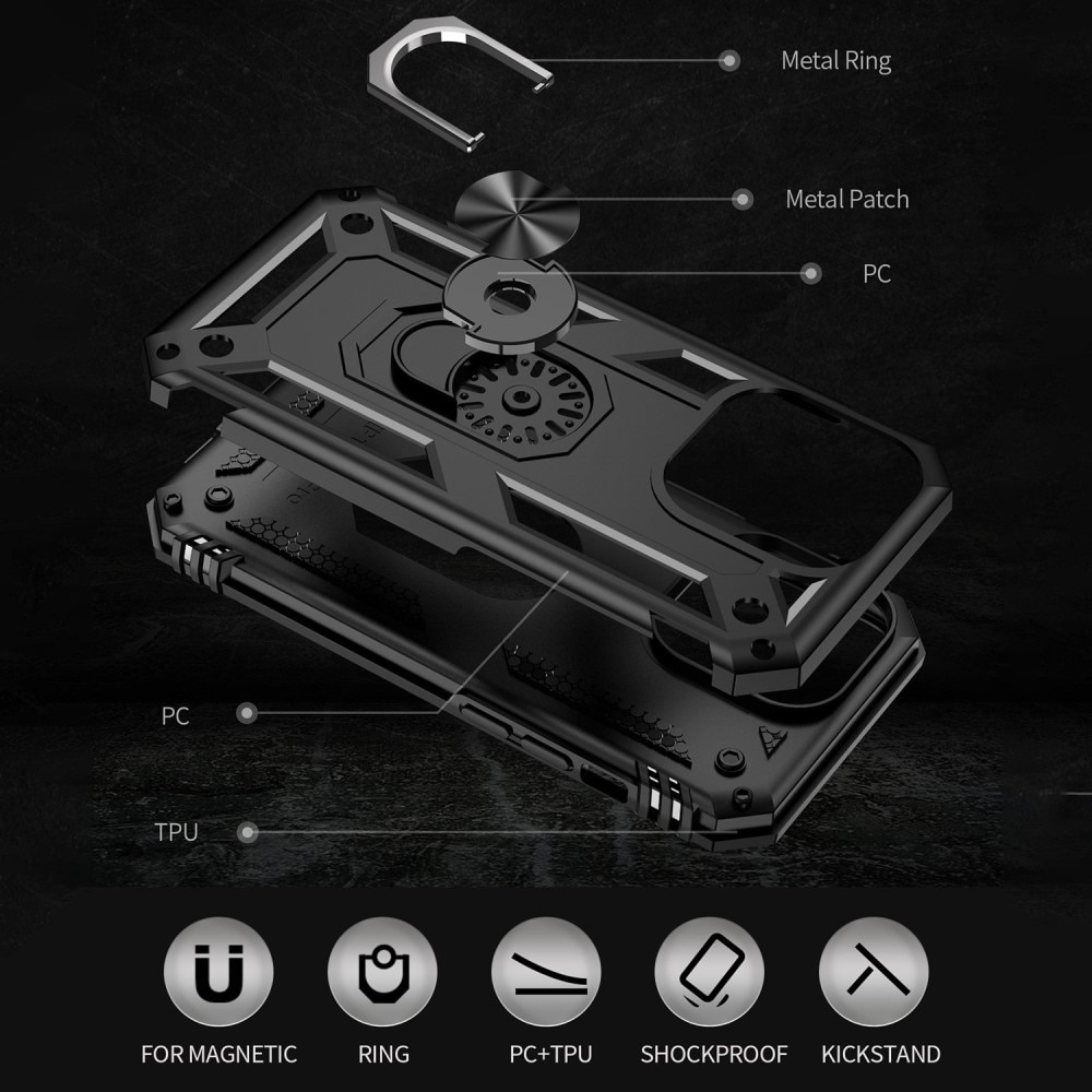 iPhone 14 Pro Max Hybridcase Tech Ring Zwart