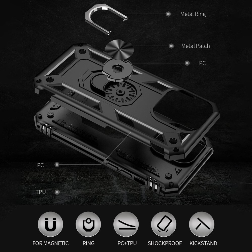 iPhone 14 Pro Hybridcase Tech Ring Zwart