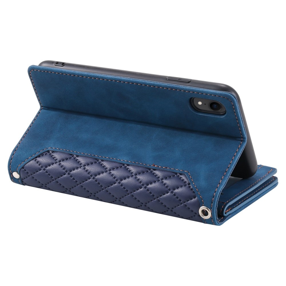 iPhone XR Portemonnee tas Quilted Blauw
