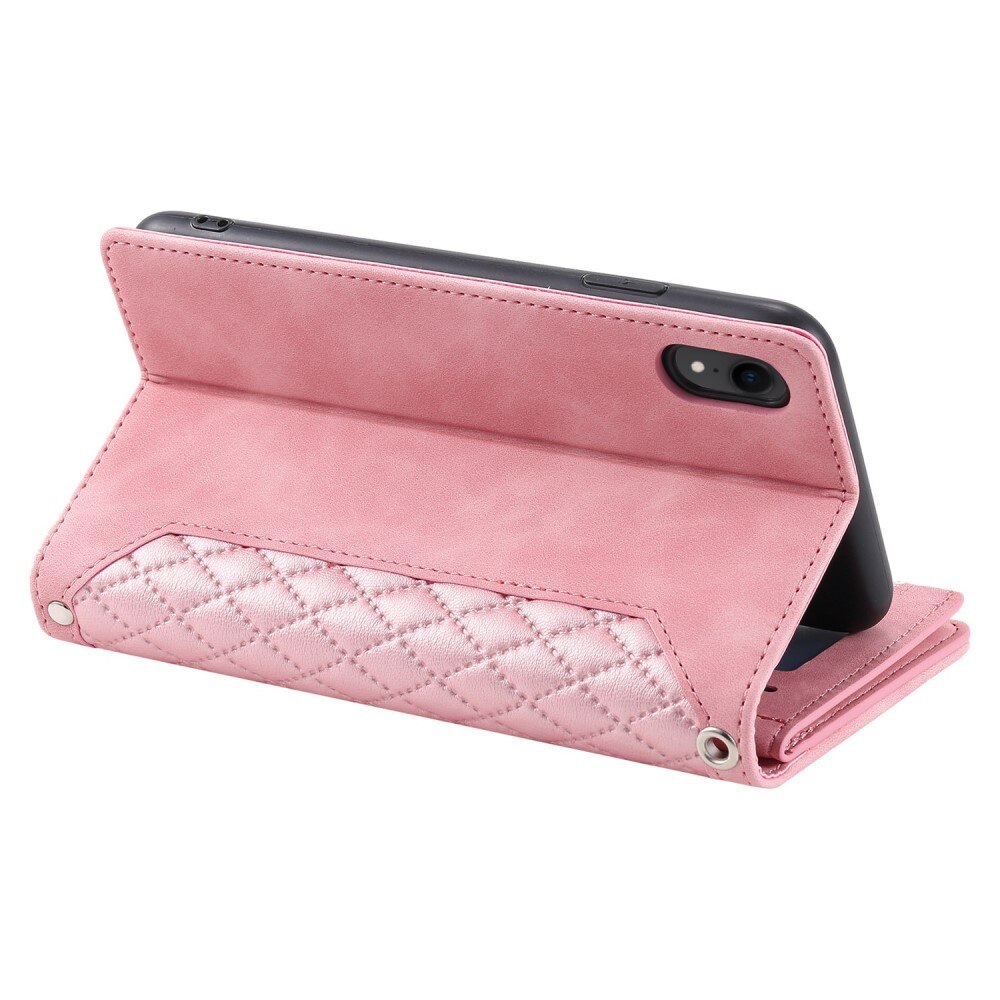 iPhone XR Portemonnee tas Quilted Roze