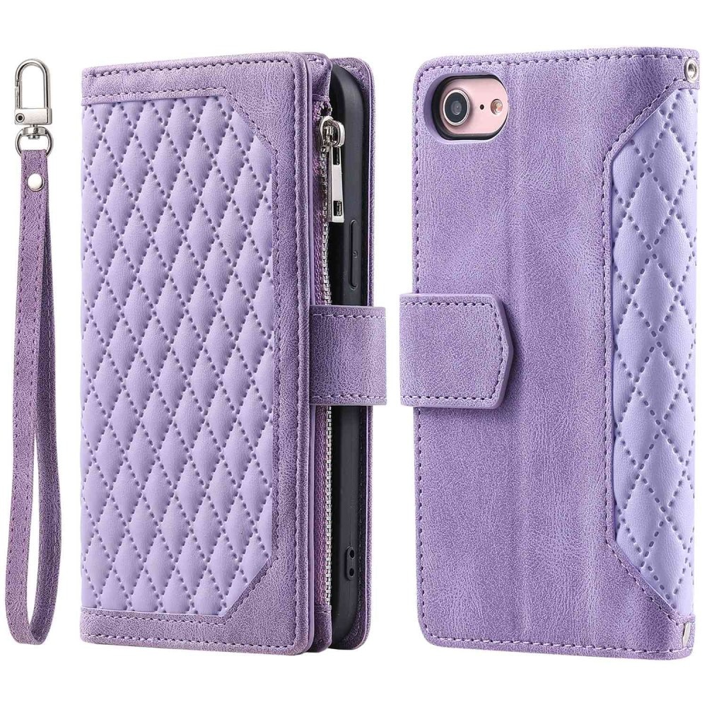 iPhone SE (2022) Portemonnee tas Quilted paars