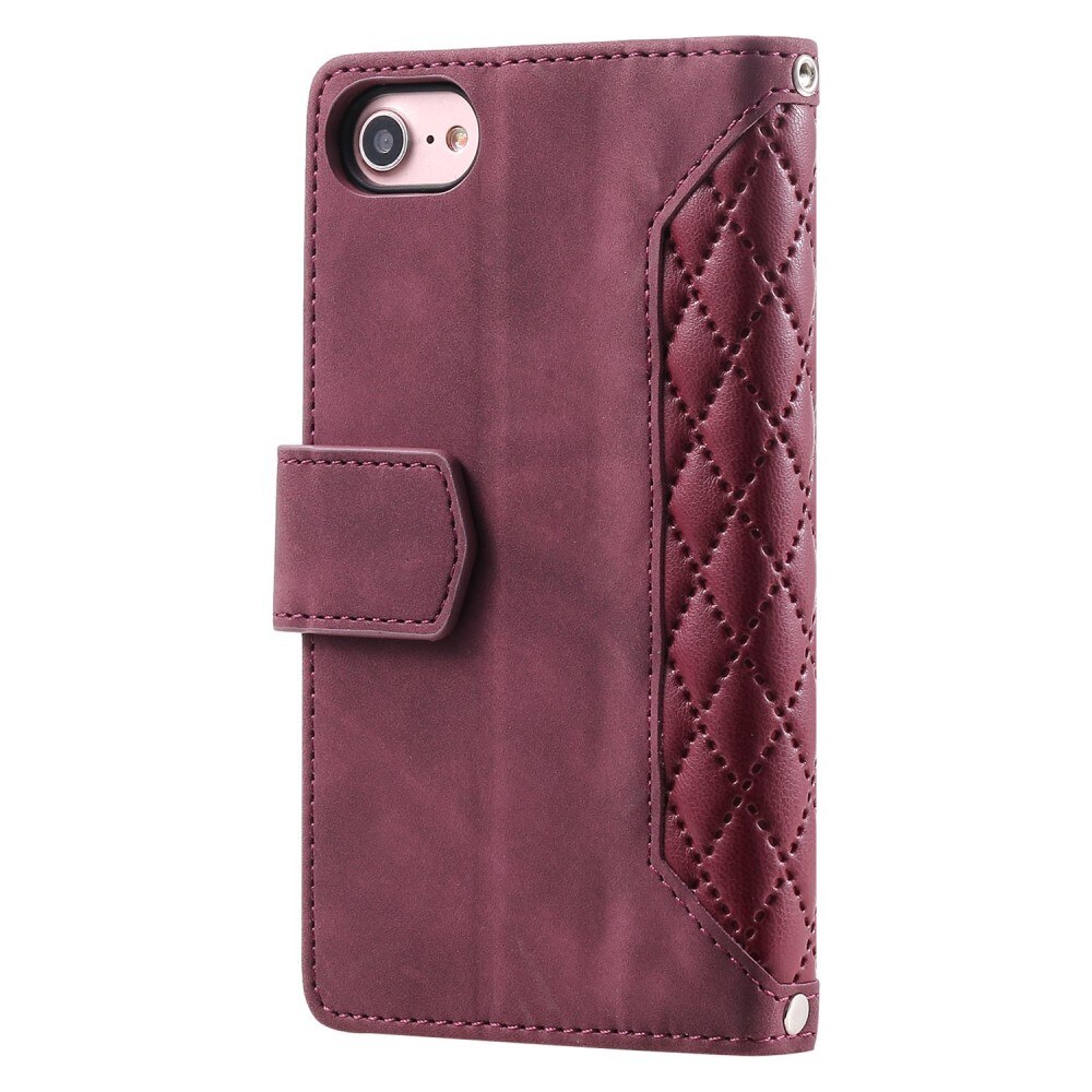iPhone SE 2022 Portemonnee tas Quilted Rood