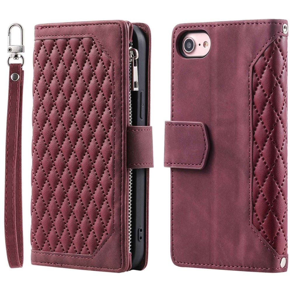 iPhone 7/8/SE Portemonnee tas Quilted Rood